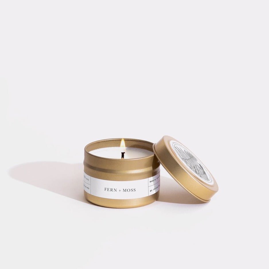 Brooklyn Candle Studio Fern + Moss Gold Travel Candle - lily & onyx