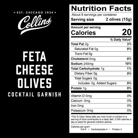 Collins Feta Cheese Cocktail Olives, 4.5 Oz - lily & onyx