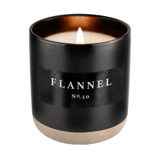 Sweet Water Decor Flannel Soy Candle - Black Stoneware Jar - 12 oz - lily & onyx