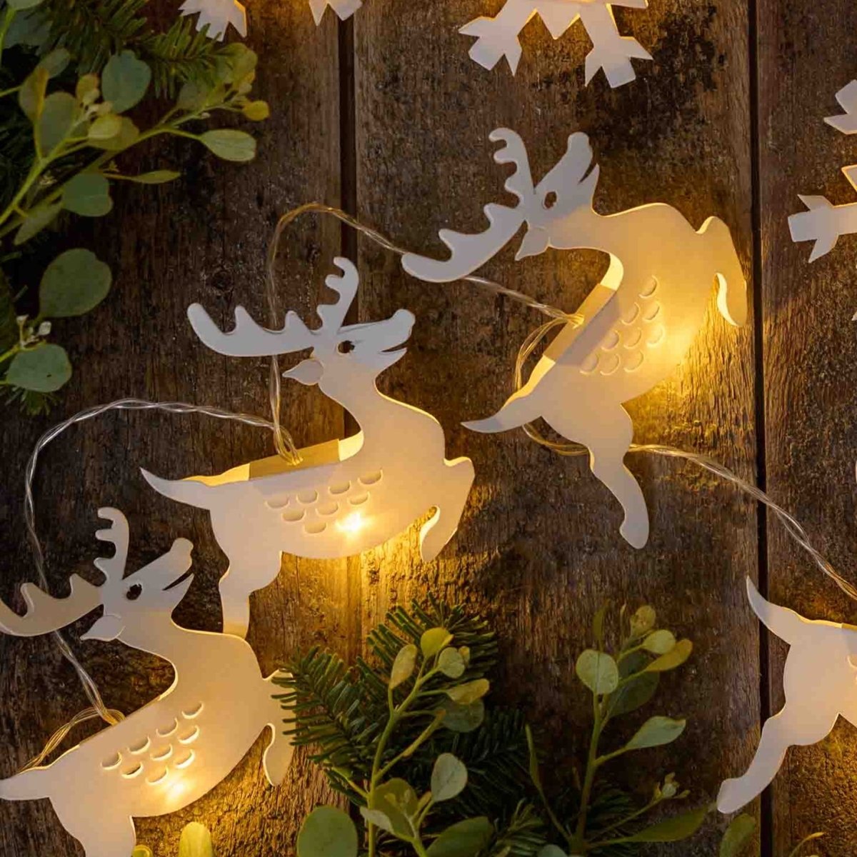 Load image into Gallery viewer, texxture Flurry™ LED Paper Reindeer Garland - lily &amp;amp; onyx
