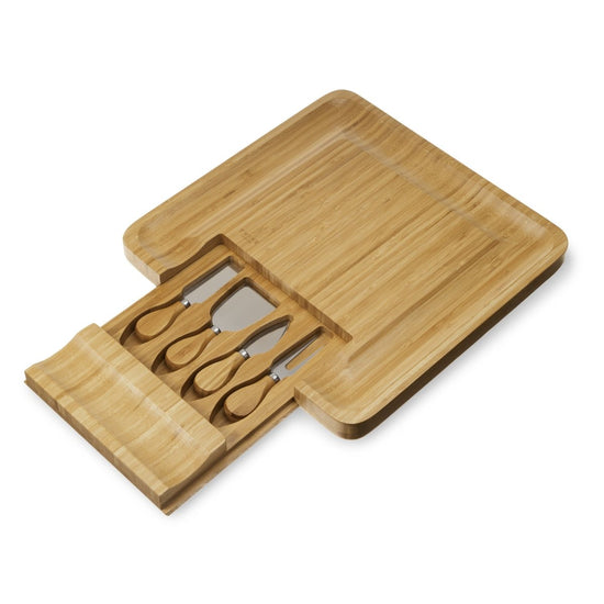 Load image into Gallery viewer, Twine Four Piece Bamboo Cheese Board and Knife Set - lily &amp;amp; onyx

