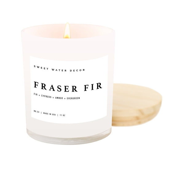 Sweet Water Decor Fraser Fir Soy Candle - White Jar - 11 oz - lily & onyx