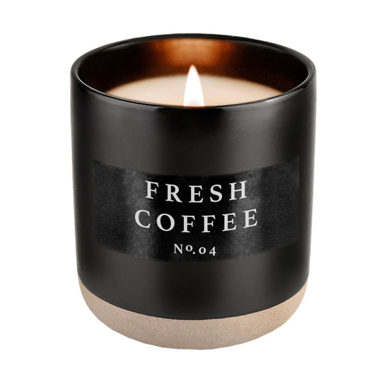 Sweet Water Decor Fresh Coffee Soy Candle - Black Stoneware Jar - 12 oz - lily & onyx