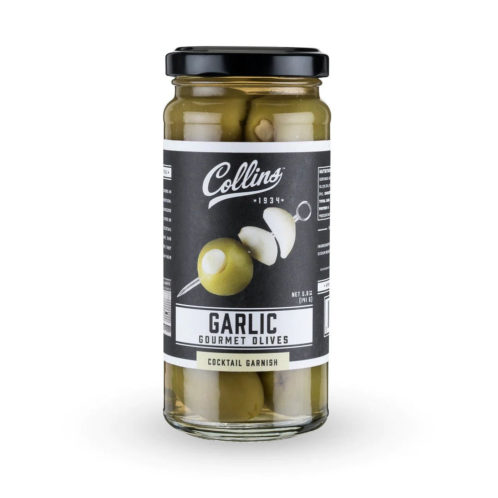 
                      
                        Collins Garlic Queen Cocktail Olives, 4.5 Oz - lily & onyx
                      
                    