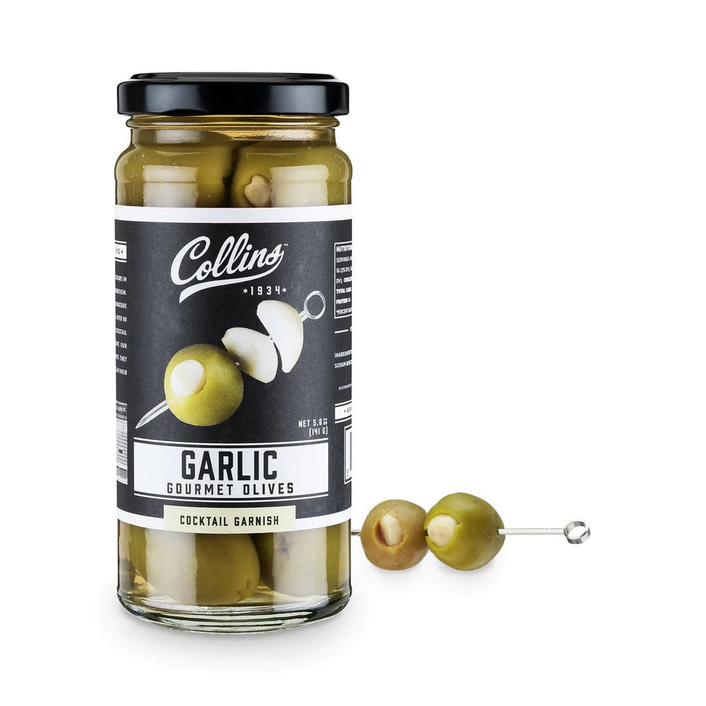 
                      
                        Collins Garlic Queen Cocktail Olives, 4.5 Oz - lily & onyx
                      
                    