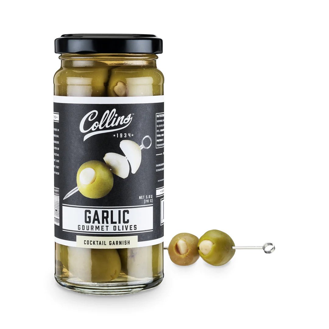 Load image into Gallery viewer, Collins Garlic Queen Cocktail Olives, 4.5 Oz - lily &amp;amp; onyx
