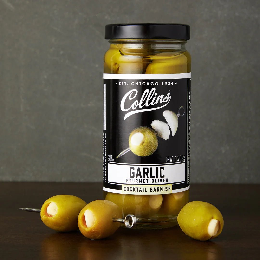 Collins Garlic Queen Cocktail Olives, 4.5 Oz - lily & onyx
