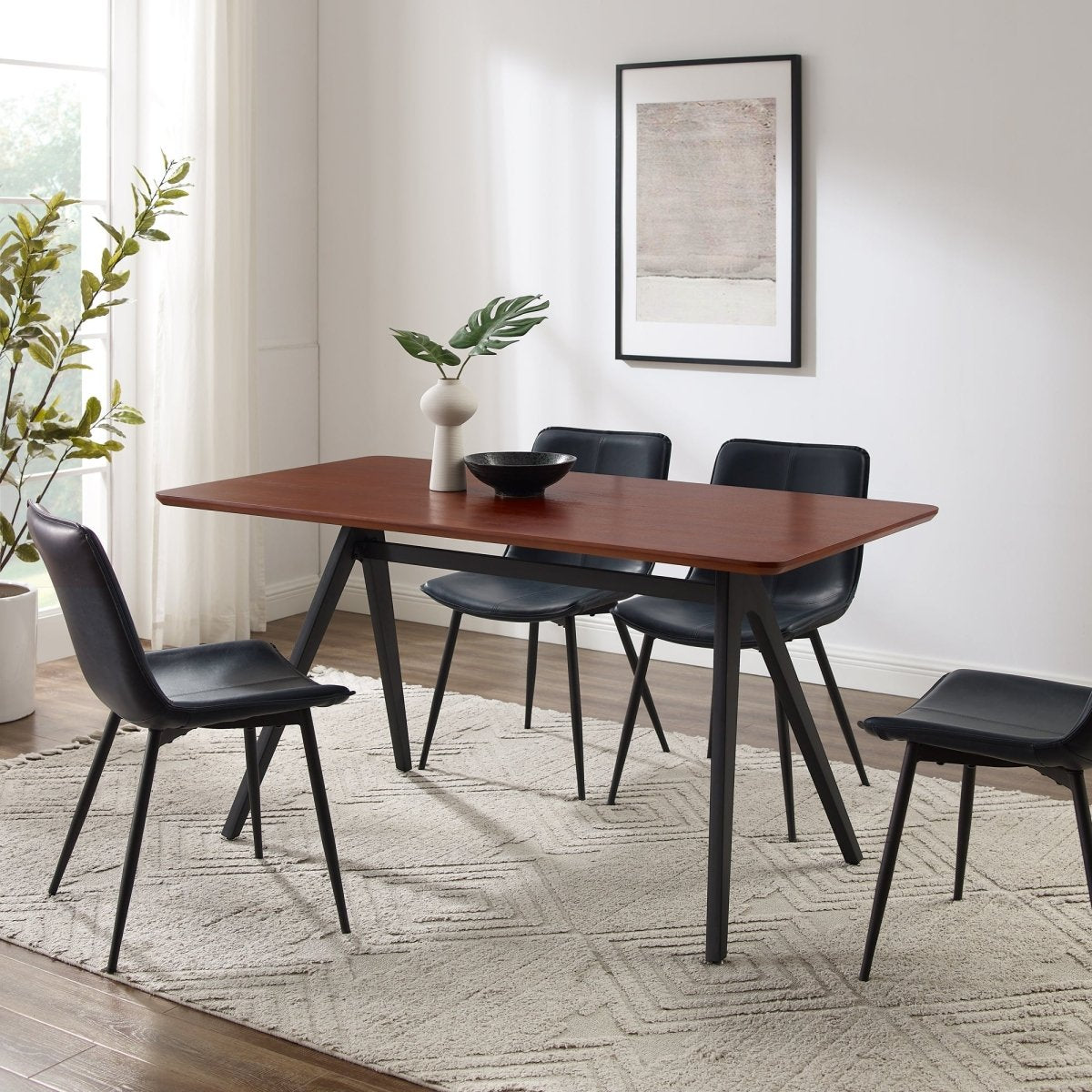 Walker Edison Garret 60" Modern Industrial Veneer and Metal Dining Table - lily & onyx