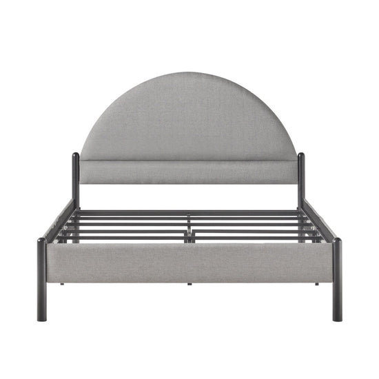 Walker Edison Gastonia Queen Metal and Upholstered Bed with Arched Headboard - lily & onyx