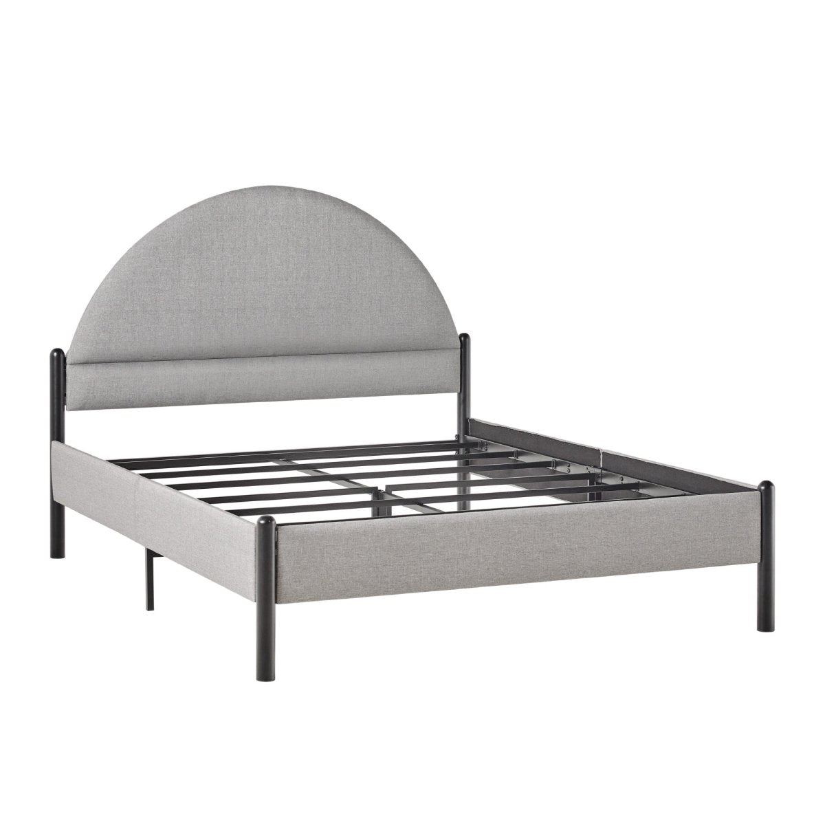 Walker Edison Gastonia Queen Metal and Upholstered Bed with Arched Headboard - lily & onyx