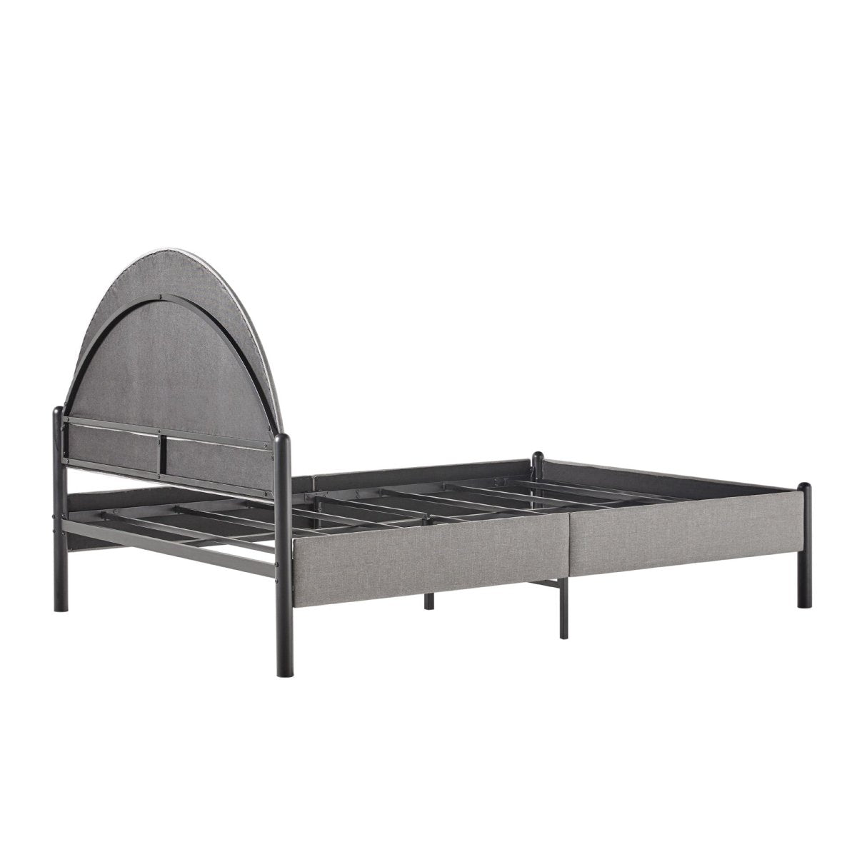 Walker Edison Gastonia Queen Metal and Upholstered Bed with Arched Headboard - lily & onyx