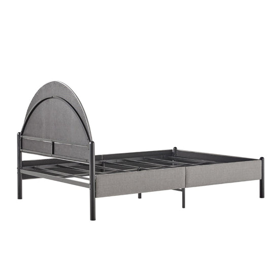 Walker Edison Gastonia Queen Metal and Upholstered Bed with Arched Headboard - lily & onyx