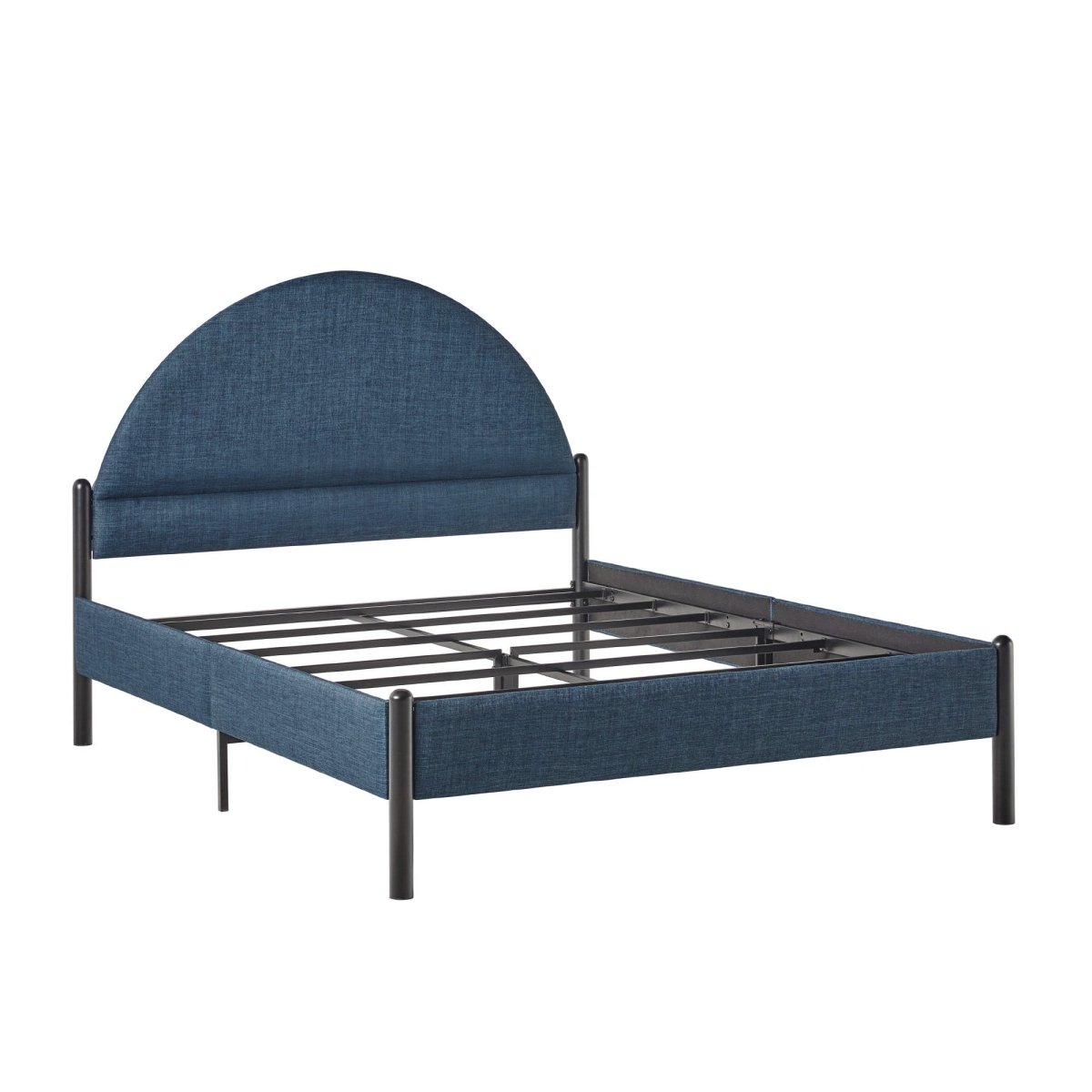 Walker Edison Gastonia Queen Metal and Upholstered Bed with Arched Headboard - lily & onyx