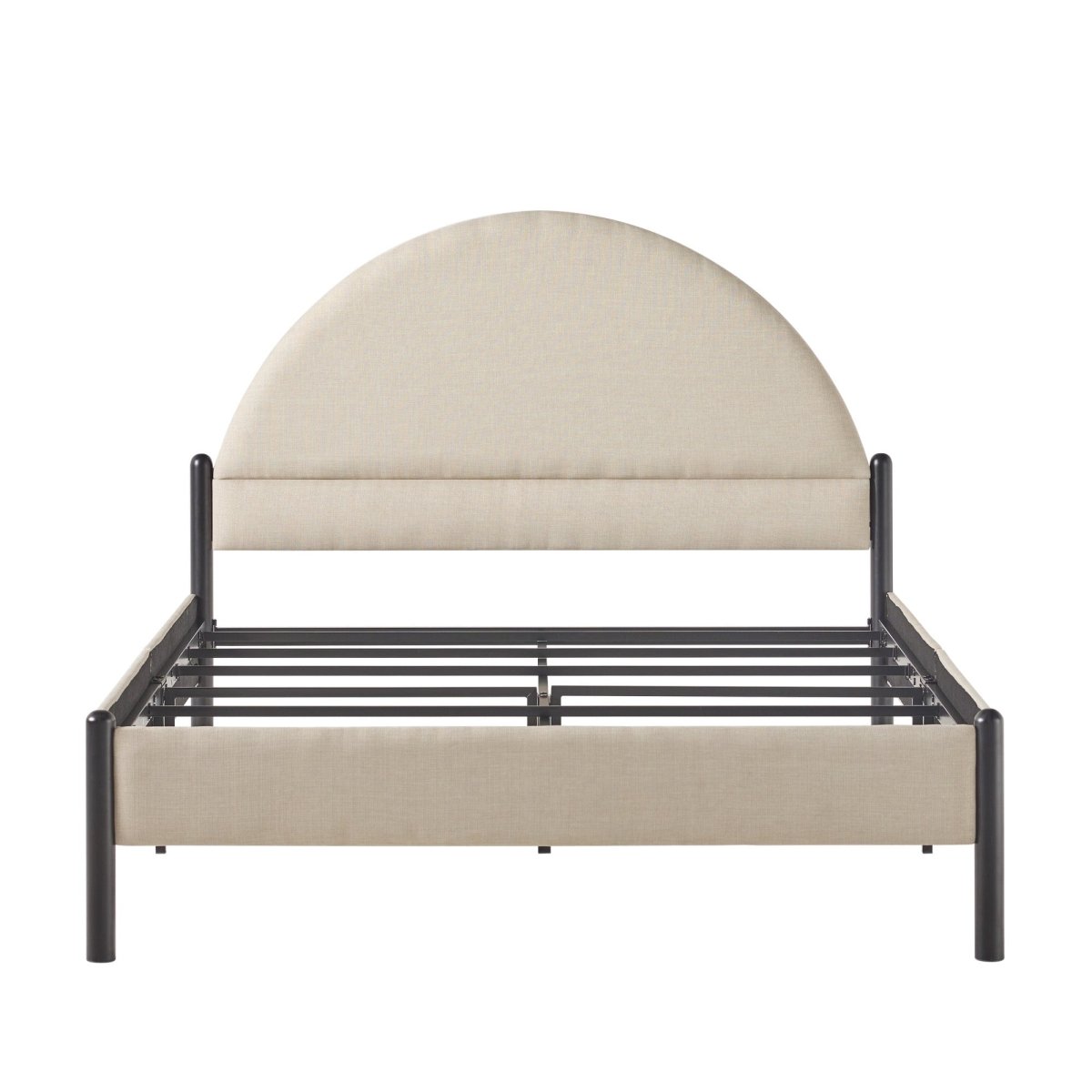 Walker Edison Gastonia Queen Metal and Upholstered Bed with Arched Headboard - lily & onyx