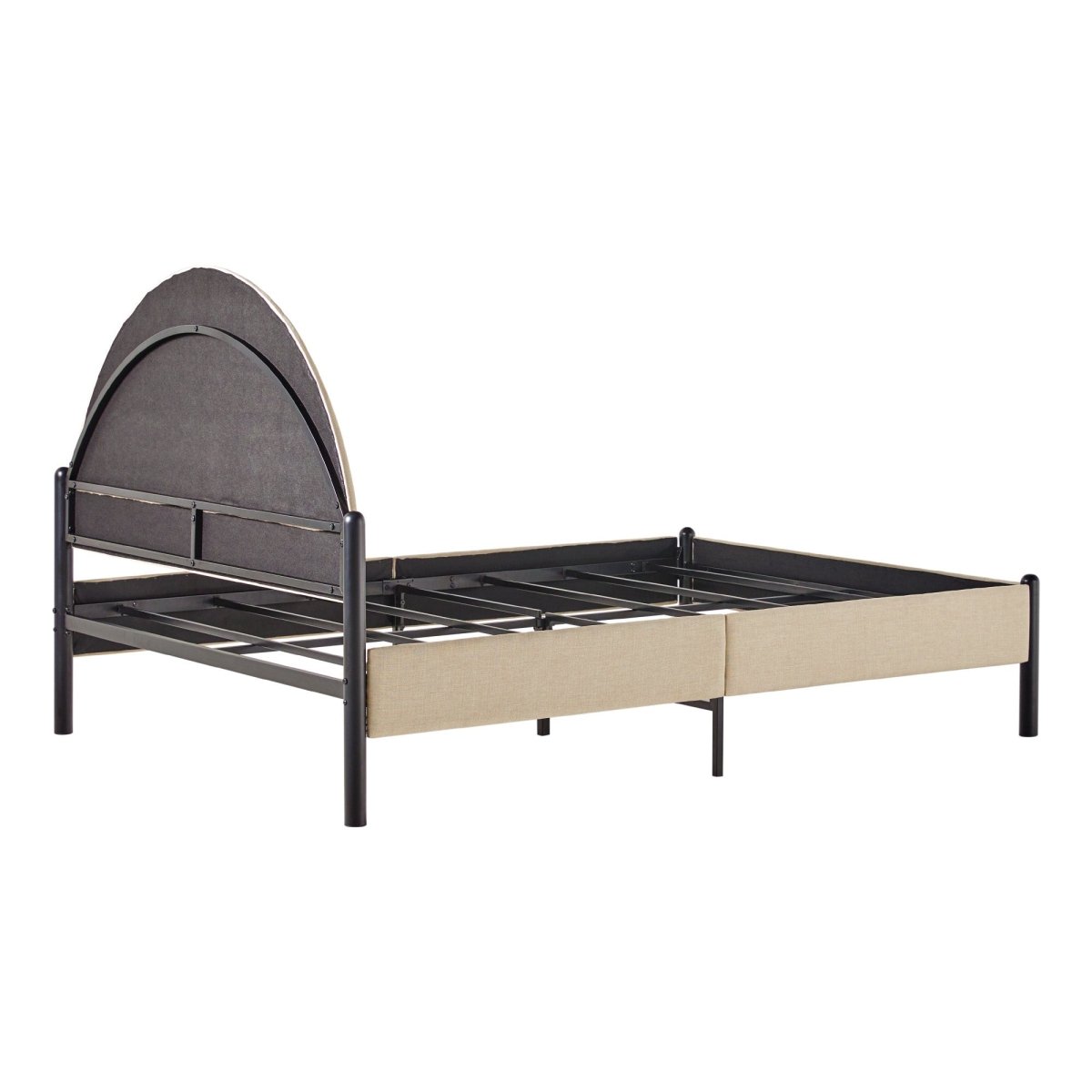 Walker Edison Gastonia Queen Metal and Upholstered Bed with Arched Headboard - lily & onyx