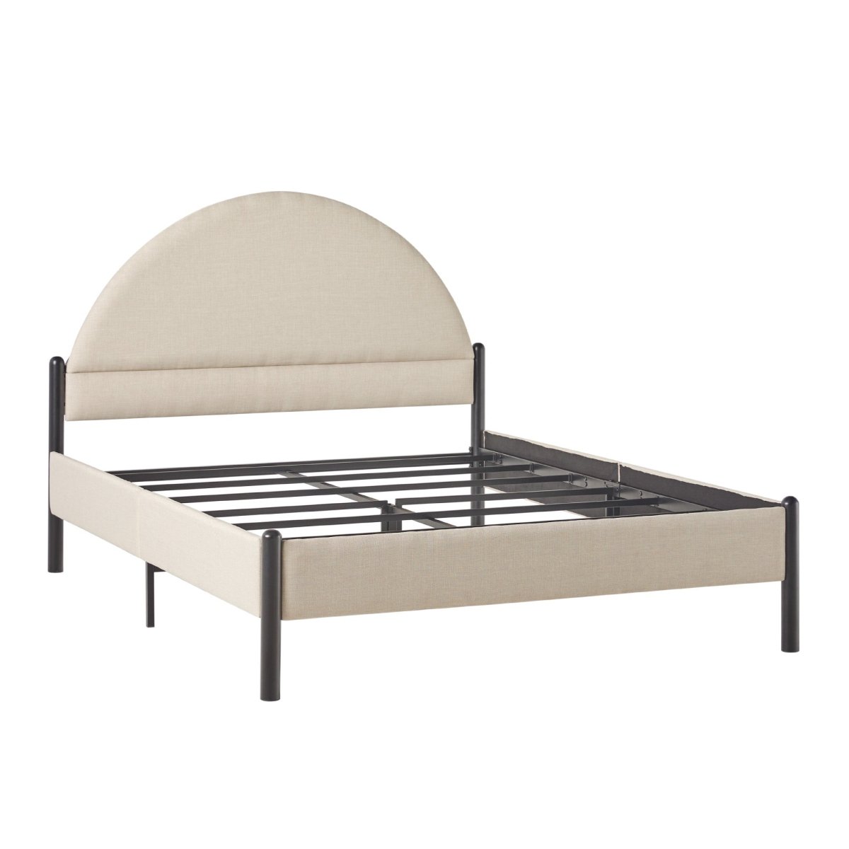 Walker Edison Gastonia Queen Metal and Upholstered Bed with Arched Headboard - lily & onyx