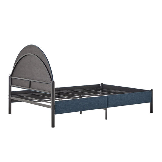 Walker Edison Gastonia Queen Metal and Upholstered Bed with Arched Headboard - lily & onyx