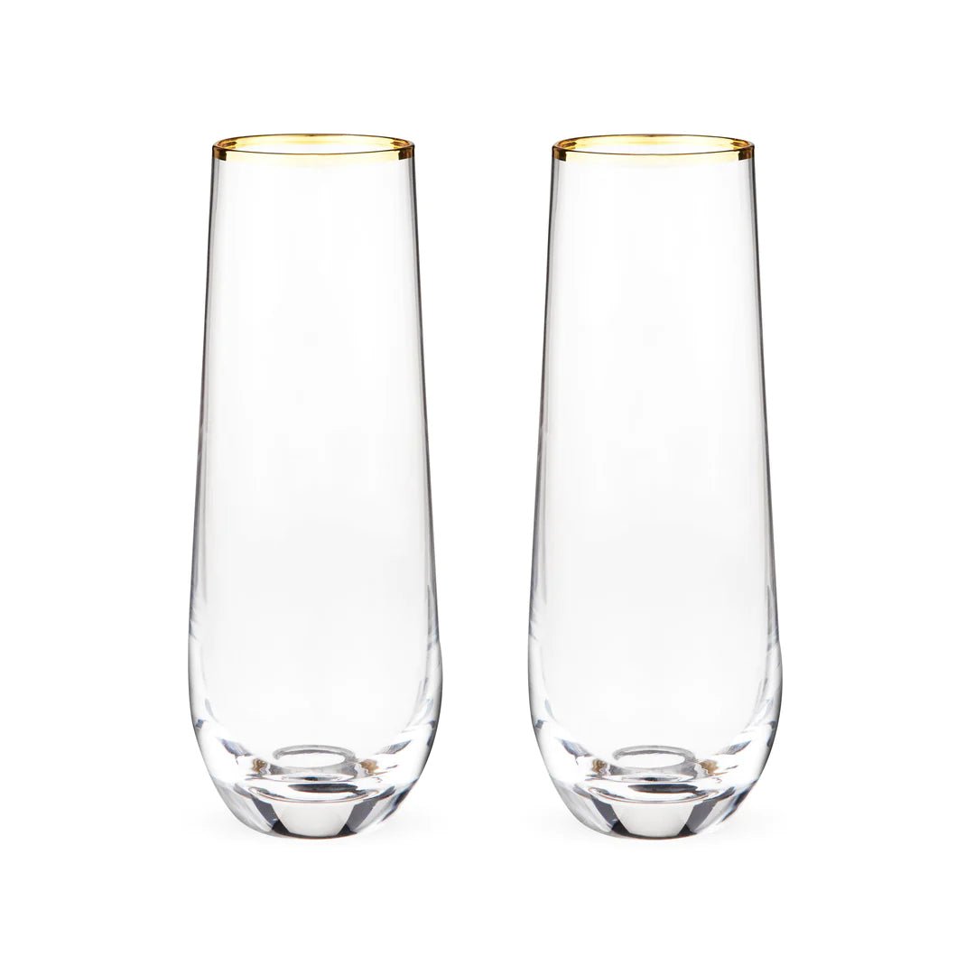 Twine Living Gilded Stemless Champagne Flutes, Set of 2 - lily & onyx