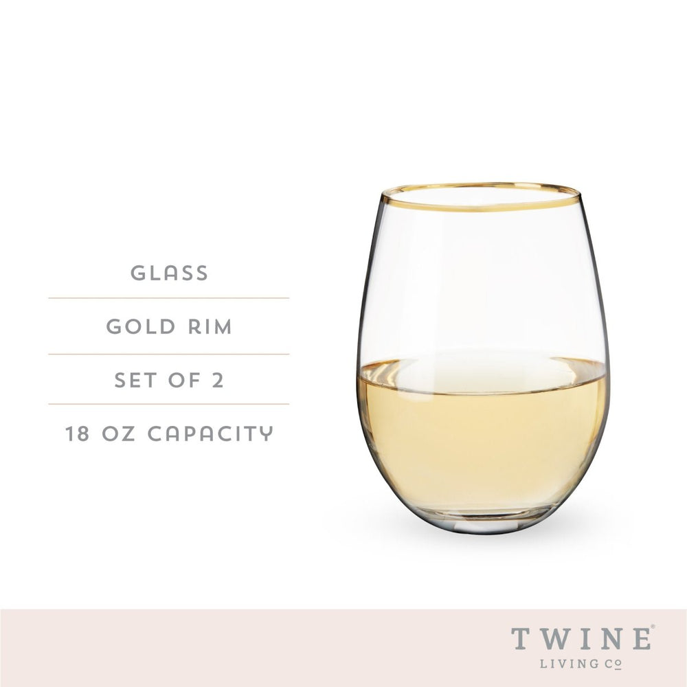 
                      
                        Twine Gilded Stemless Wine Glass, Set of 2 - lily & onyx
                      
                    