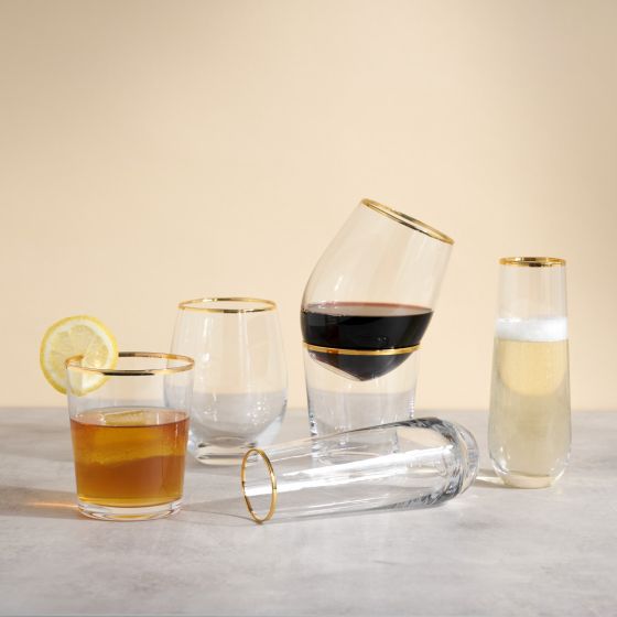 Twine Gilded Stemmed Wine Glass Set - lily & onyx