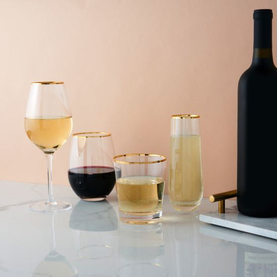 Twine Gilded Stemmed Wine Glass Set - lily & onyx