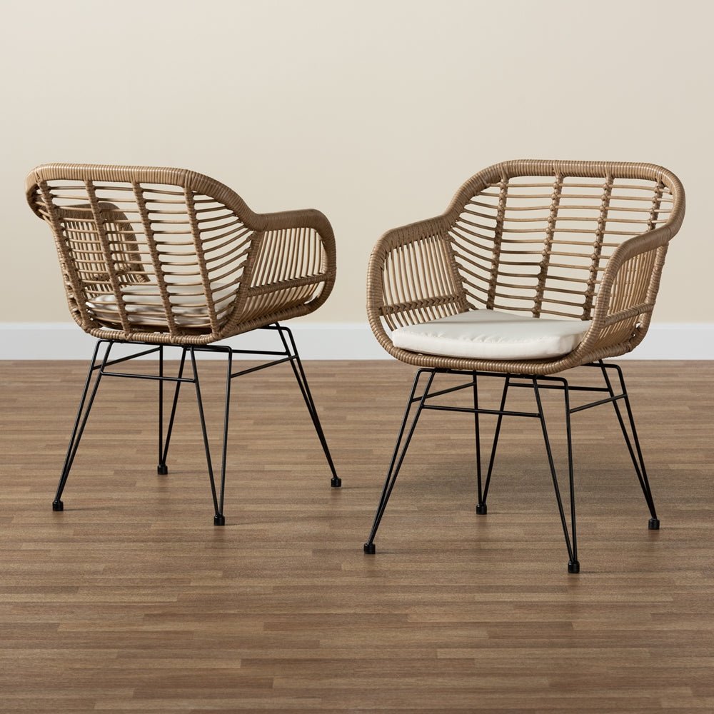
                      
                        Baxton Studio Giorgia Modern & Contemporary Beige Fabric & Brown Synthetic Rattan 2 Piece Patio Chair Set - lily & onyx
                      
                    