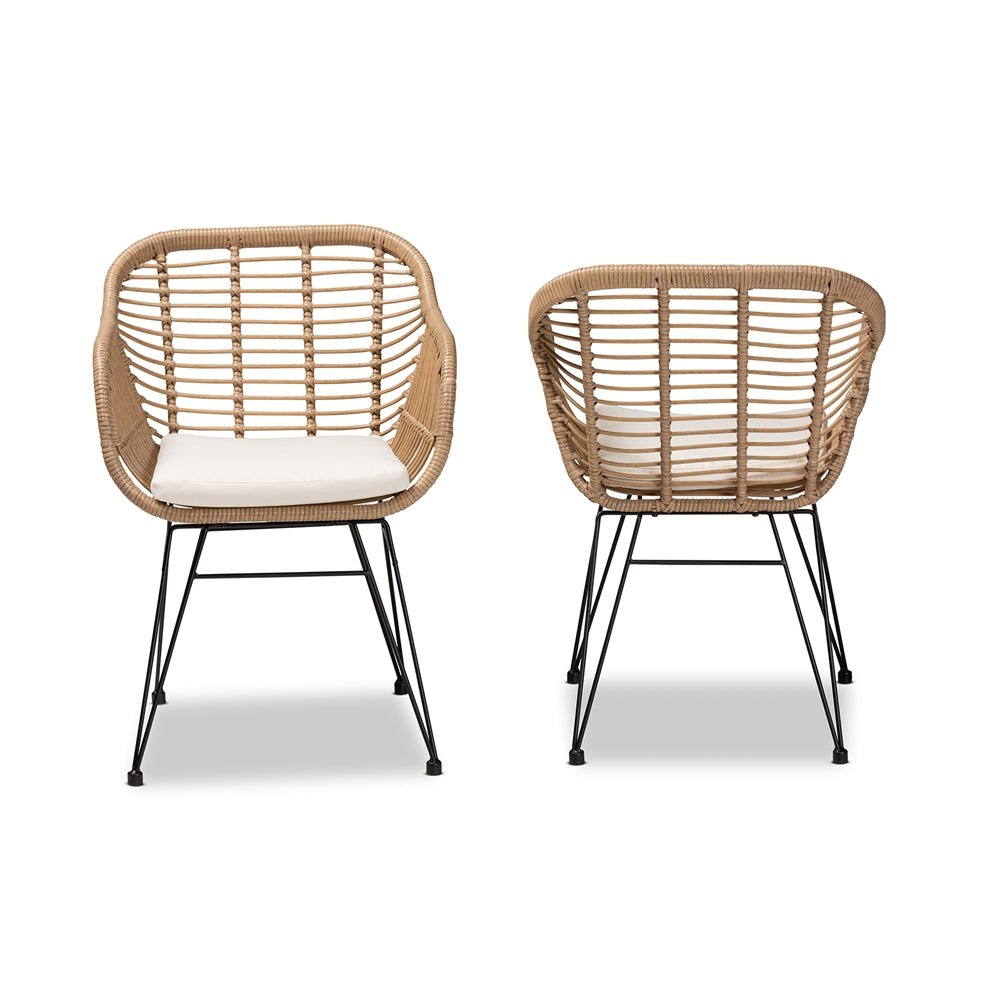 
                      
                        Baxton Studio Giorgia Modern & Contemporary Beige Fabric & Brown Synthetic Rattan 2 Piece Patio Chair Set - lily & onyx
                      
                    