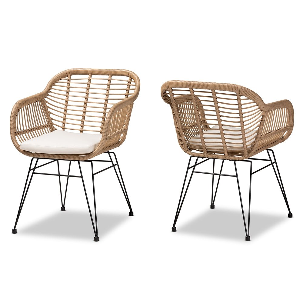 
                      
                        Baxton Studio Giorgia Modern & Contemporary Beige Fabric & Brown Synthetic Rattan 2 Piece Patio Chair Set - lily & onyx
                      
                    