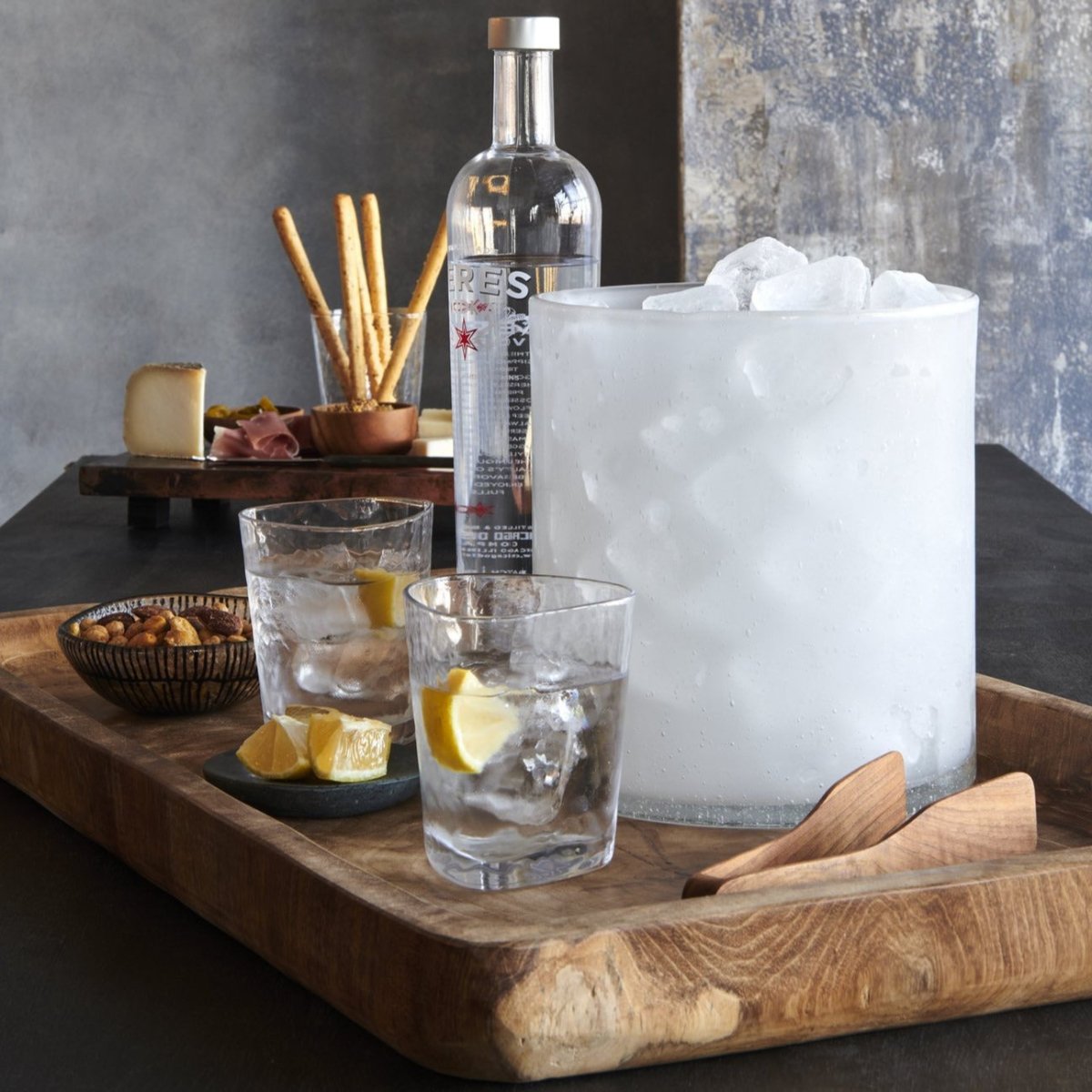 Load image into Gallery viewer, texxture Glacier™ Frosted Glass Ice Bucket - lily &amp;amp; onyx
