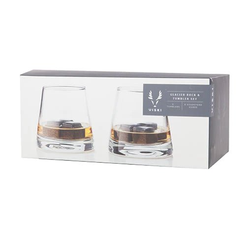 Viski Glacier Rocks 8-Piece Soapstone Cube & Tumbler, Set of 2 - lily & onyx