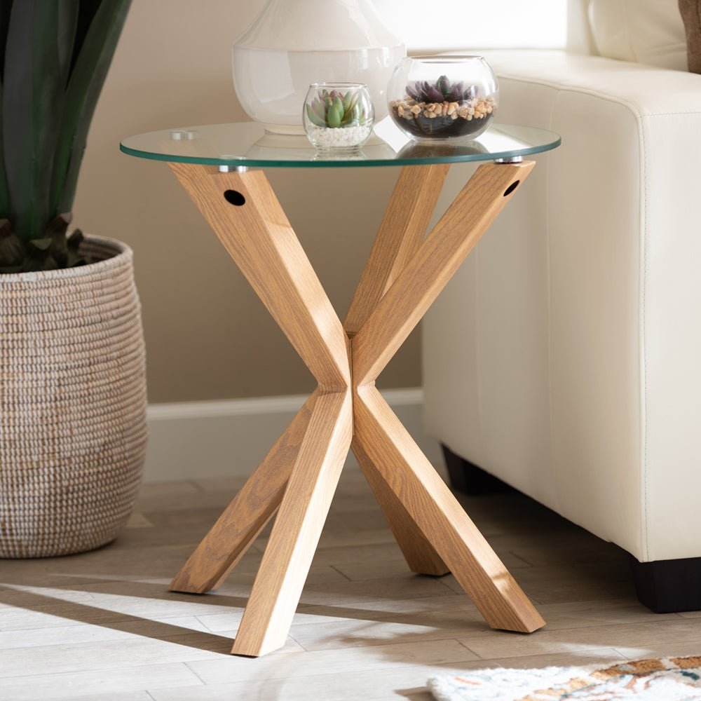 
                      
                        Baxton Studio Glass And Wood Finished End Table - lily & onyx
                      
                    