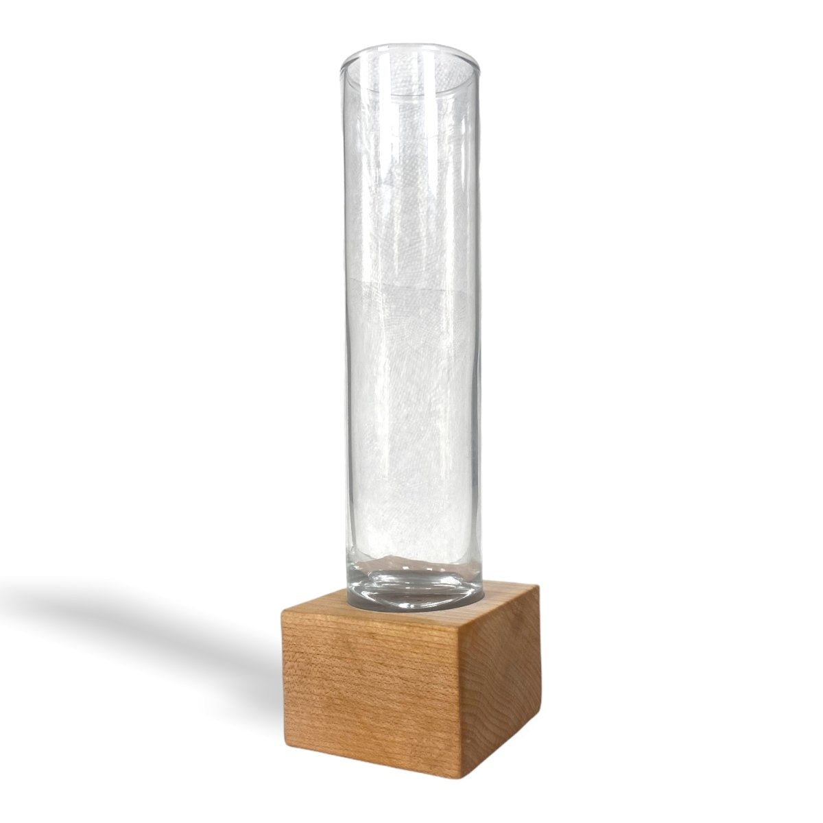 Modern Botanical Glass Propagation Station With Maple Wood Cube Stand - lily & onyx