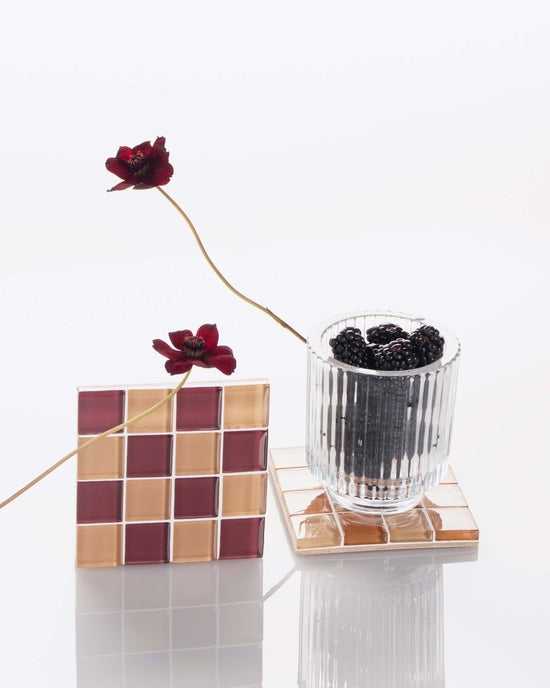 Subtle Art Studios Glass Tile Coaster - Aged Wine - lily & onyx