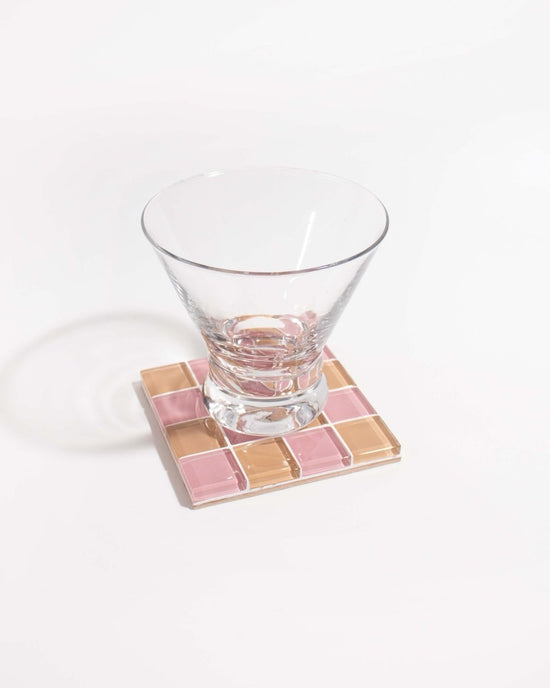 Subtle Art Studios Glass Tile Coaster - Earthy Pink - lily & onyx