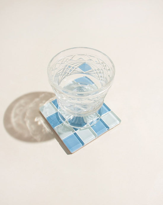 Load image into Gallery viewer, Subtle Art Studios Glass Tile Coaster - Elderberries Milk Chocolate - lily &amp;amp; onyx
