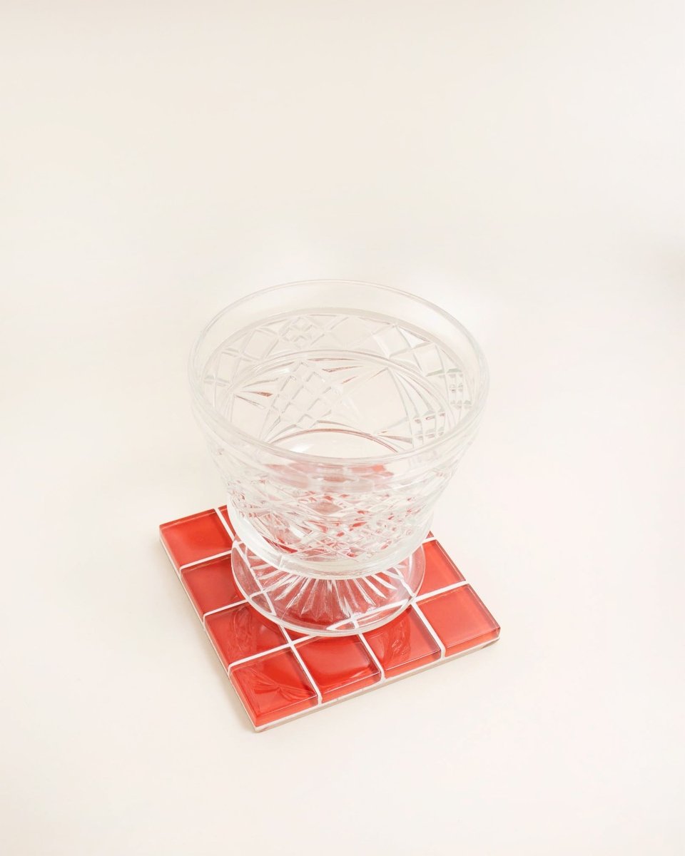 Subtle Art Studios Glass Tile Coaster - It's Apple Red - lily & onyx