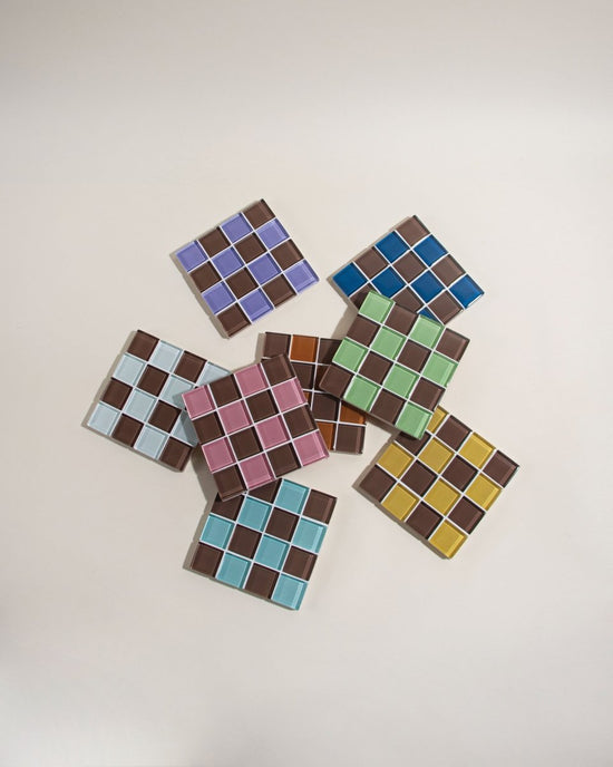 Subtle Art Studios Glass Tile Coaster - Lavender Dark Chocolate - lily & onyx