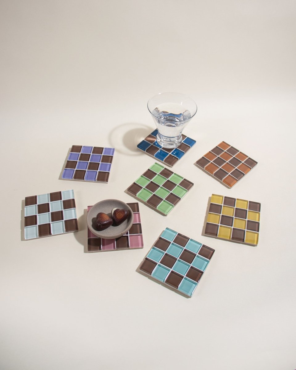 Subtle Art Studios Glass Tile Coaster - Mint Dark Chocolate - lily & onyx