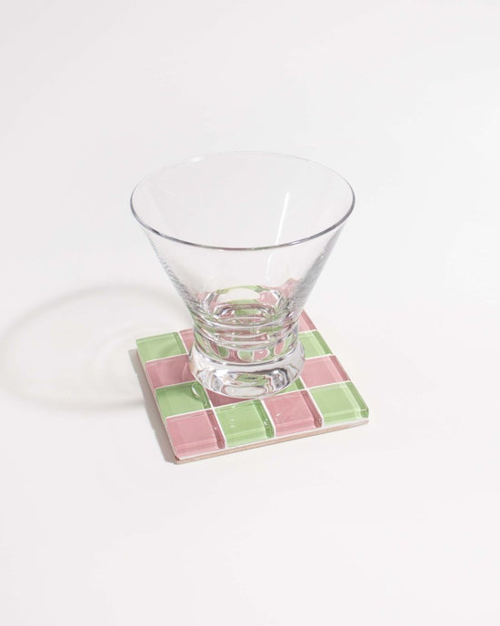 Subtle Art Studios Glass Tile Coaster - Pink Guava - lily & onyx
