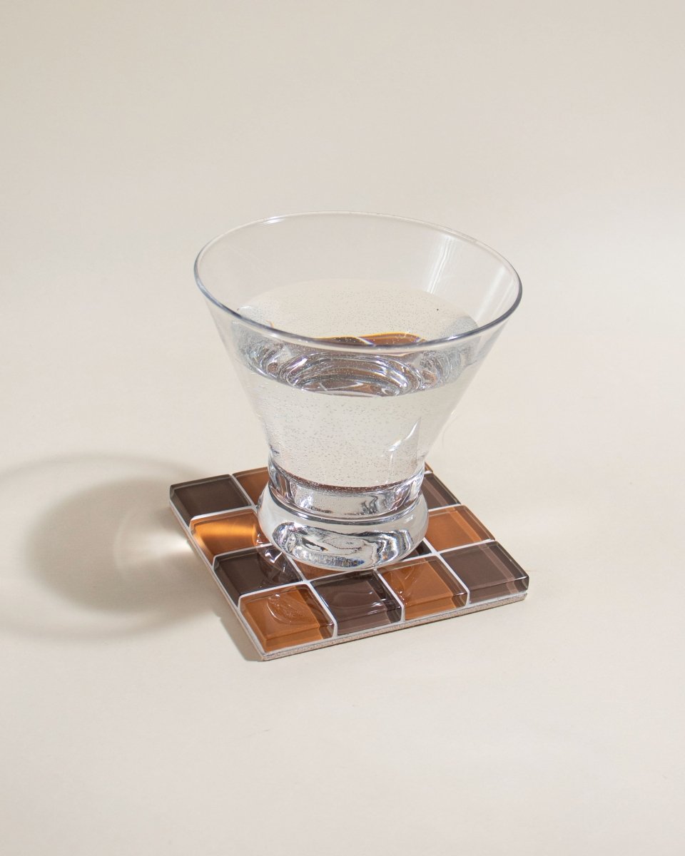 Subtle Art Studios Glass Tile Coaster - Salted Caramel Dark Chocolate - lily & onyx