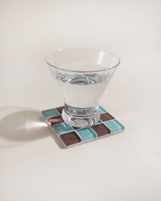 Subtle Art Studios Glass Tile Coaster - Sea Salt Dark Chocolate - lily & onyx