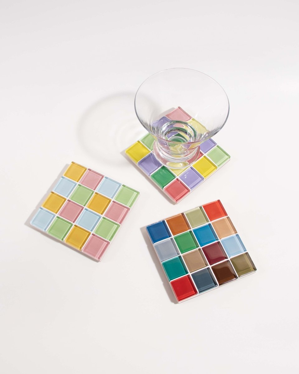 Subtle Art Studios Glass Tile Coaster - Spring Sprinkles - lily & onyx