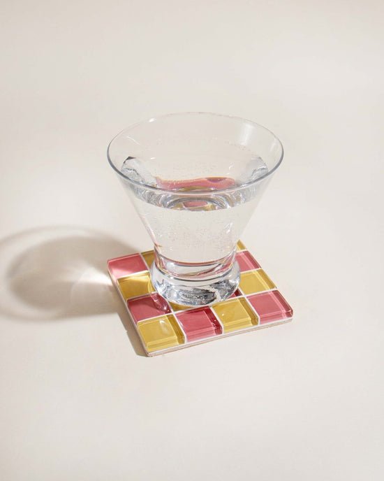 Subtle Art Studios Glass Tile Coaster - Strawberry & Banana Swirl - lily & onyx