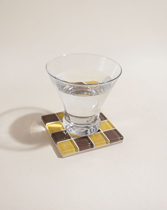 Subtle Art Studios Glass Tile Coaster - Toffee & Almond Dark Chocolate - lily & onyx