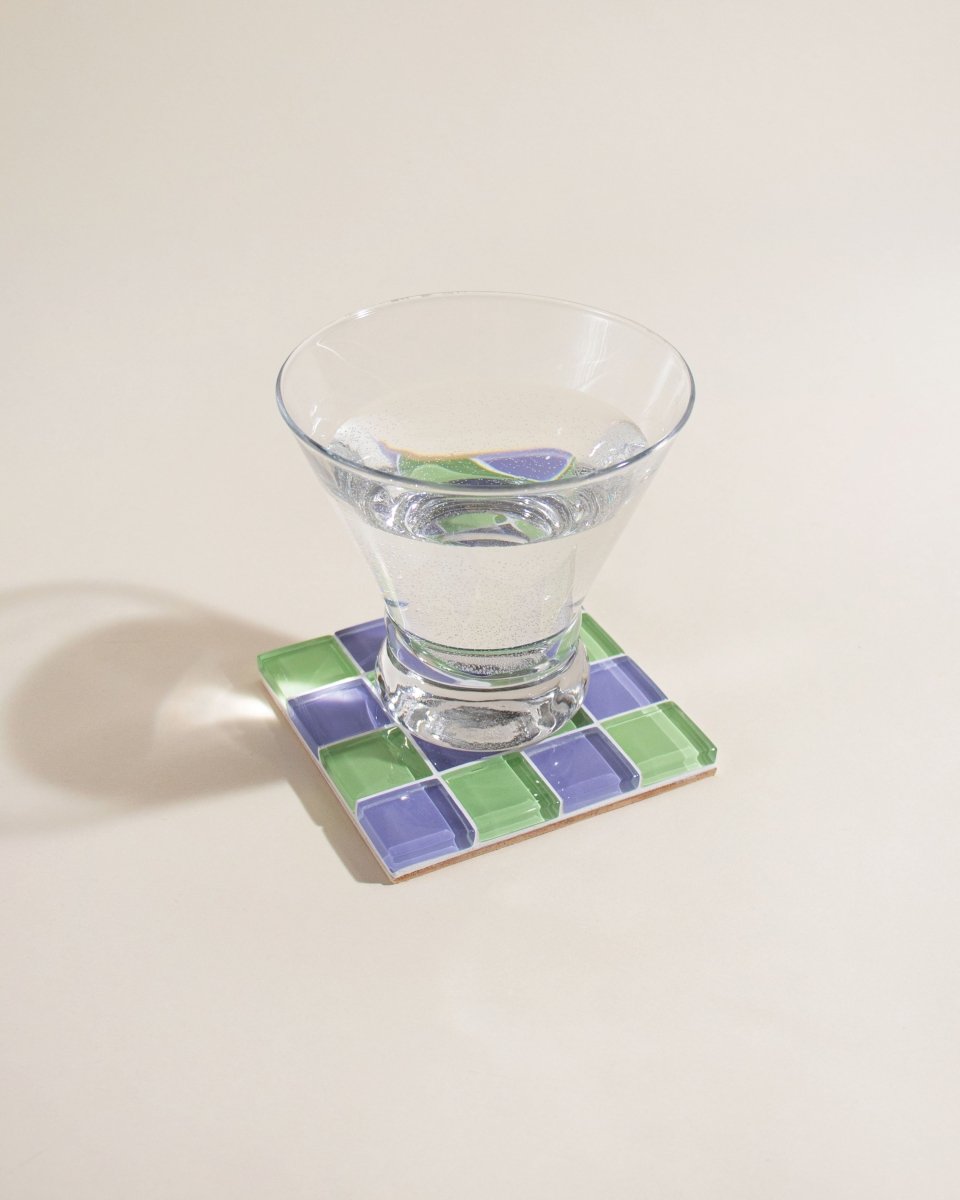 Subtle Art Studios Glass Tile Coaster - Ube Matcha Latte - lily & onyx