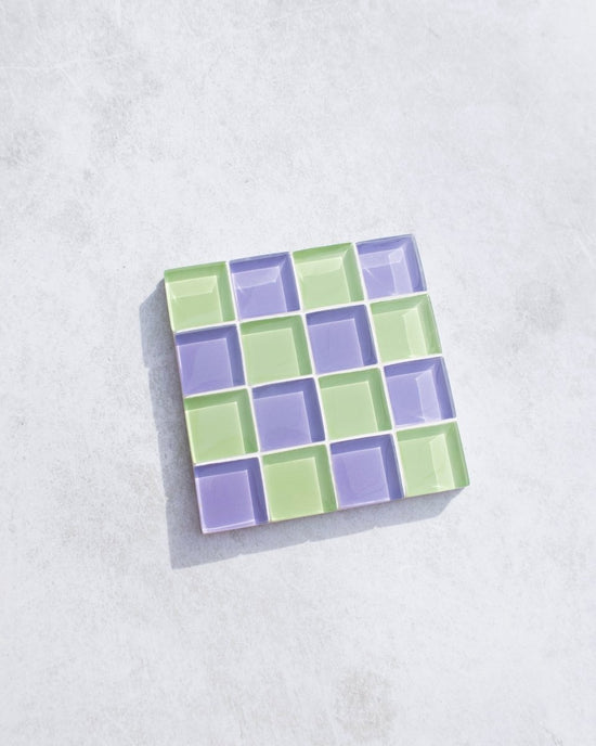 Subtle Art Studios Glass Tile Coaster - Ube Matcha Latte - lily & onyx