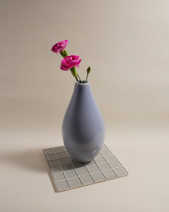 Subtle Art Studios Glass Tile Decorative Tray - Beige Canvas - lily & onyx