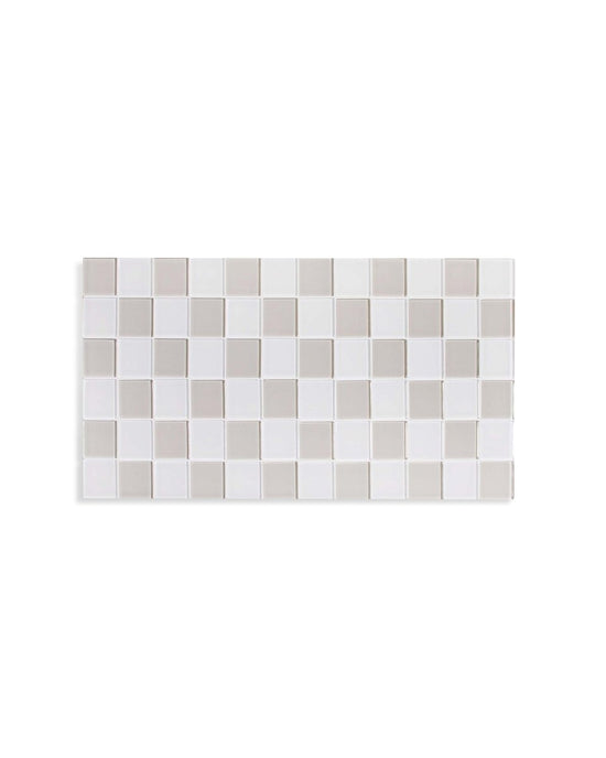 Subtle Art Studios Glass Tile Decorative Tray - Beige & White Checkered - lily & onyx