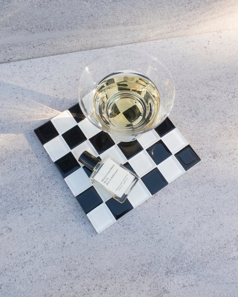 Subtle Art Studios Glass Tile Decorative Tray - Black & White Checkered - lily & onyx