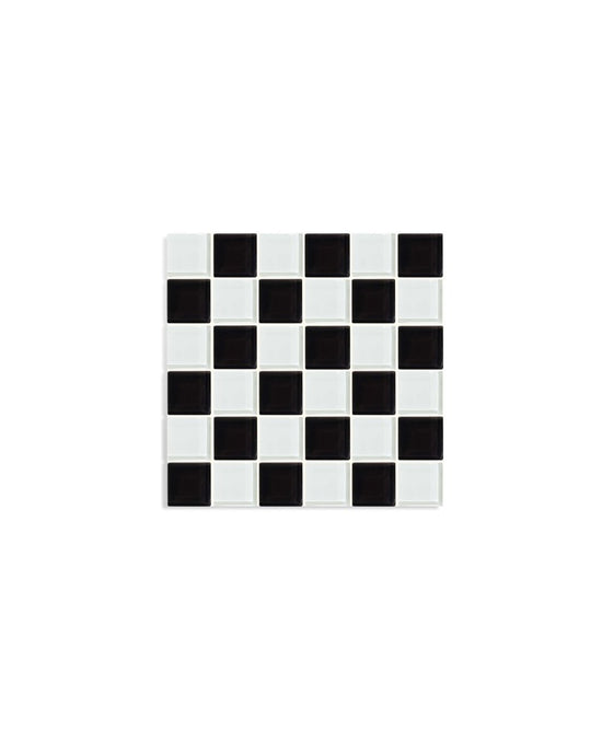 Subtle Art Studios Glass Tile Decorative Tray - Black & White Checkered - lily & onyx